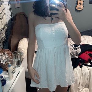 Short white strapless dress